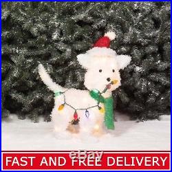 Christmas Decoration 24-In Fluffy Dog Light Sculpture Holiday Outdoor Yard Decor