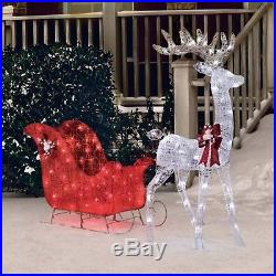 Christmas Decoration 52 Reindeer and 40 Sleigh with 120 LED Lights Yard Decor