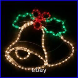 Christmas Decoration LED Rope Light Bells with Holly Outdoor Wireframe Yard Art
