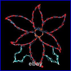 Christmas Decorations LED Poinsettia Flower Red Light Display Outdoor Yard Art