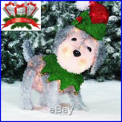 Christmas Decorations Lighted Dog Sculpture Pre-lit Holiday Outdoor Yard Decor