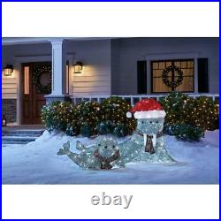 Christmas Decorative Seals 2-Piece Durable Metal Frame LED Light Yard Sculpture