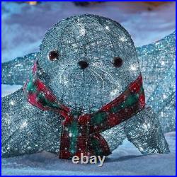 Christmas Decorative Seals 2-Piece Durable Metal Frame LED Light Yard Sculpture