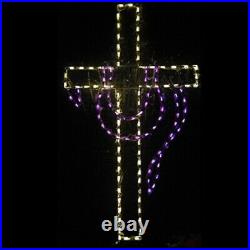 Christmas Easter Spiritual Religious Cross with Drape LED Lighted Yard Nativity