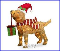 Christmas Holidays 30 Dog With Gift Lighted Tinsel Outdoor Yard Decor Pre Lit