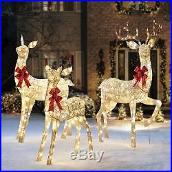 Christmas Indoor Outdoor Yard Decoration Decor Lighted LED Sparkling Deer Set