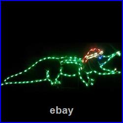 Christmas Light Display Alligator Santa Hat Outdoor LED Yard Art Large Red Green