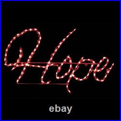 Christmas Light Display HOPE LED Red Yard Art Lawn Sign Lighted Wireframe
