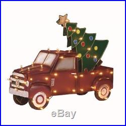 Christmas Lighted Truck With Tree Outdoor Front Yard Lawn Xmas Light Up Decor