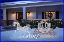 Christmas Magic Horse Carriage 180 LED Lights Outdoor Yard Sculpture Decoration