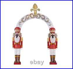 Christmas Nutcracker Arch Sculpture 9 ft Warm White LED Outdoor Yard Decoration