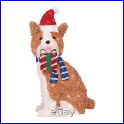 Christmas Outdoor Decoration Lighted Fluffy Dog Sculpture Pre-lit Holiday Yard