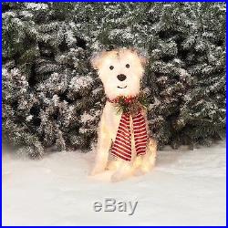 Christmas Outdoor Decoration Lighted Puppy Dog Sculpture Holiday Yard Art Decor