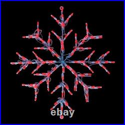 Christmas Outdoor Decorations Red LED Snowflake Yard Art Wireframe Display