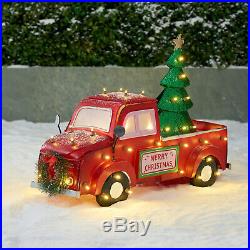 Christmas Outdoor Lighted Decorations Metal Look LED Truck Yard Decor Sculpture