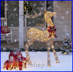 Christmas Reindeer Outdoor Yard Decor Light Up Lit LED Xmas Lawn Decoration 5ft
