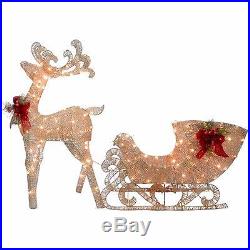 Christmas Reindeer and Santa Sleigh LED Lights yard Decoration