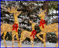 Christmas Reindeers Outdoor Yard Decoration Light up Lit LED Xmas Garden Set of3