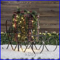 Christmas Sleigh Sled Artificial Tree Gift Boxes Clear Lights Outdoor Yard Decor