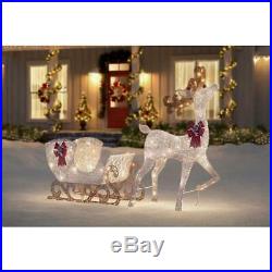 Christmas Yard Decorations 5 ft Life Size Decor Deer Sleigh LED Lights Holiday