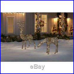Christmas Yard Decorations Lights Decor LED White 6 ft Life Size Standing Deer