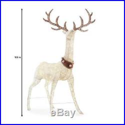 Christmas Yard Decorations Lights Decor LED White 9 ft Standing Deer with Collar