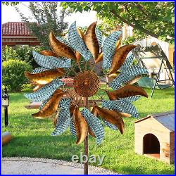 Classical Flower Wind Spinner, Large Metal Windmill, Outdoor Garden Wind Sculpture