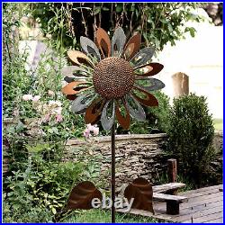 Classical Sunflower Wind Spinner, Large Metal Wind Sculpture, Garden Yard Windmill