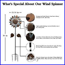 Classical Sunflower Wind Spinner, Large Metal Wind Sculpture, Garden Yard Windmill