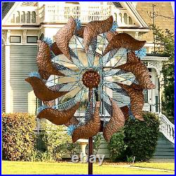 Classical Wind Spinner, Large Metal Wind Sculpture, Garden Yard Windmill 84 inch
