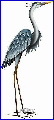 Coastal Blue Heron Bird Metal Tall Crane Lawn Garden Sculpture Statue Yard Art