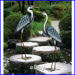 Coastal Blue Heron Bird Metal Tall Crane Statue Lawn Garden Sculpture Yard Art