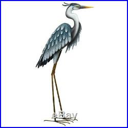 Coastal Blue Heron Bird Metal Tall Crane Statue Lawn Garden Sculpture Yard Sprin