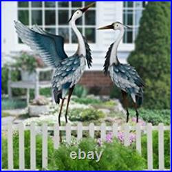 Coastal Cranes Set Of 2 Yard Garden Statue Metal Sculpture Lawn Art Bird Tall LG