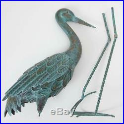 Coastal Heron Pair Yard Decor Garden Crane Statue Metal Sculpture Lawn Art Bird