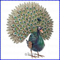 Colorful PEACOCK Tropical Bird Metal Sculpture Statue Garden Lawn Art Ornament