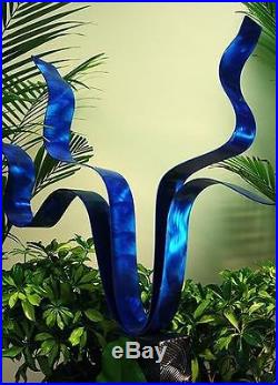 Contemporary Abstract Metal Art Decor Outdoor Yard Sculpture-Reaching Out-Blue