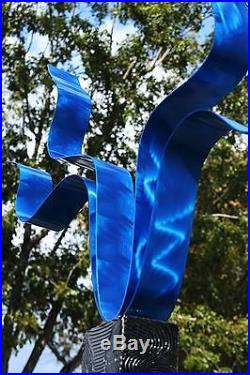 Contemporary Abstract Metal Art Decor Outdoor Yard Sculpture-Reaching Out-Blue