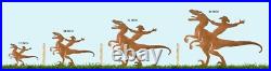 Cowboy on Dinosaur Metal Yard Art, Rust Finish, Handmade in the USA