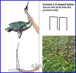 Crane Birds Metal Statues Outdoor Yard Art Heron Sculptures Decoration Set of 2