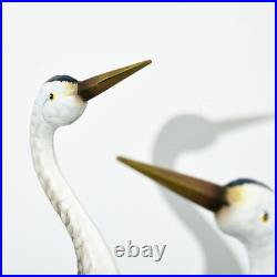 Crane Blue Heron Decoy Standing Metal Sculptures Bird Yard Art Outdoor Decor 2pc