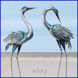 Crane Decor Statues, Blue Heron Garden Statues Metal Yard Art Outdoor Decoy