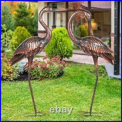 Crane Garden Sculptures & Statues Heron Decoy Large Size Metal Birds Yard Art