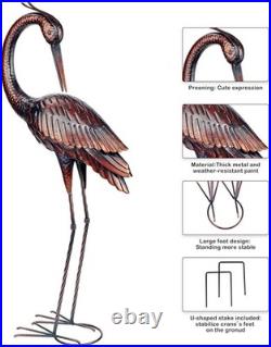 Crane Garden Sculptures & Statues Heron Decoy Large Size Metal Birds Yard Art