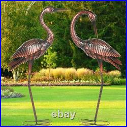 Crane Garden Sculptures & Statues Heron Decoy Large Size Metal Birds Yard Art