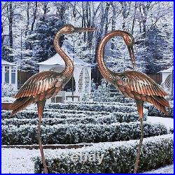 Crane Garden Sculptures & Statues Heron Decoy Large Size Metal Birds Yard Art