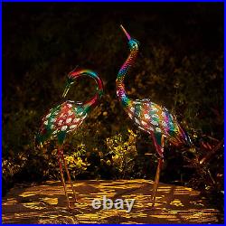 Crane Garden Sculptures and Statues, Metal Heron Decoy Standing Birds Yard
