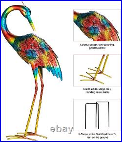Crane Garden Sculptures and Statues, Metal Heron Decoy Standing Birds Yard