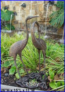 Crane Garden Statue Metal Bronze Finish Heron Birds Sculpture Pond Lawn Yard Art