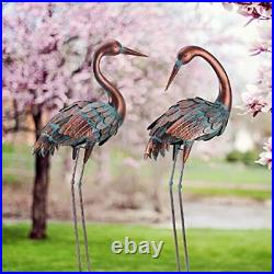 Crane Garden Statues Outdoor Metal Heron Yard Art Bird Sculpture for Lawn Pat